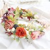 Trepveter Floral Garland Crown Boho Flower Headband Hair Wreath Floral Headpiece Halo Cosplay Halloween Wedding Bridal Photo Props Renaissance Party Prom Orange