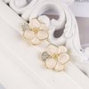 Sttiafay Vintage Enamel Flower Stud Earrings Camellia Flower Earrings Gold Crystal Flower Petal Earrings White Petal Stud Earrings Jewelry for Women