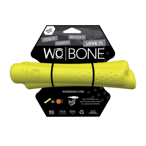 WO Play 6 Inch Yellow Small Bone Durable Made in The USA All Breed Dog Toy Stick