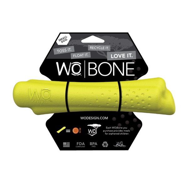 WO Play 6 Inch Yellow Small Bone Durable Made in The USA All Breed Dog Toy Stick