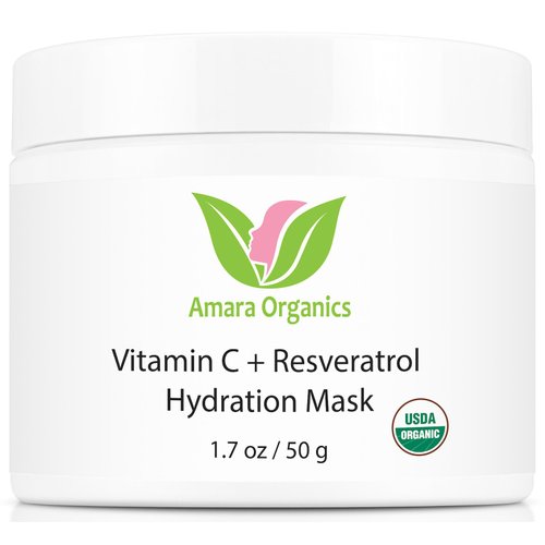 Vitamin C + Resveratrol Facial Hydration Mask - USDA Certified Organic Hydrating Moisturizer Face Cream- 1.7 oz