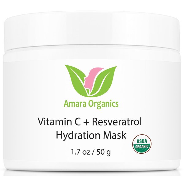 Vitamin C + Resveratrol Facial Hydration Mask - USDA Certified Organic Hydrating Moisturizer Face Cream- 1.7 oz
