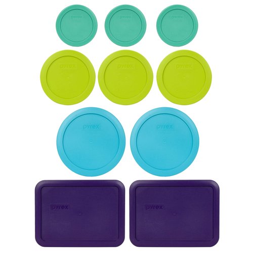 Pyrex (3) 7202-PC 1 Cup Green (3) 7200-PC 2 Cup Green Edamame (2) 7201-PC 4 Cup Surf Blue (2) 7210-PC 3 Cup Plum Purple Replacement Food Storage Lids Made in the USA