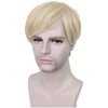 HUNIGIR Mens Blonde Wig Short Straight Blonde Wig Layered Male Wig Heat Resistant Synthetic Hair Replacement Wig with Wig Cap (Blonde)