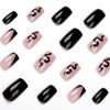 Foccna Black Square Press on Nails Snake Women's French False/Fake Nails Tips Medium Glossy Daily Wear Artificail Nails for Nail Art Manicure Decoration