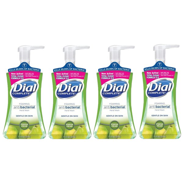 Dial Complete Antibacterial Foaming Hand Soap, Pear, 7.5 Ounces (Pack of 4)