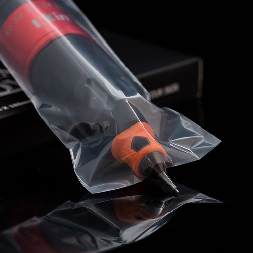 INKin Tattoo Machine Covers - 200pcs (2.4 inch X 7 inch) Disposable Tattoo Pen Machine Bags Transparent White Cartridge Machine Sleeves for Wireless Battery Tattoo Pen Machine Plus
