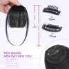 ELEFOCUS Clip in Bangs 100% Real Human Hair Extensions Wispy Natural Black Fake Bangs Hair Clip on bangs for women Fringe with Temples Hairpieces Faux Bangs for Daily Wear