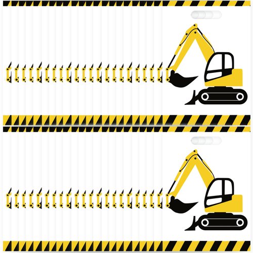 CupaPlay 50Ct Construction Zone Party Supplies Goodie Favor Plastic Bags - Kids Construction Birthday Party Favors Decorations Tractor Truck Goodie Gift Bag