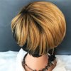 HOTKIS Short Human Hair Wigs for Black Women Short Blonde Bob Pixie Cut Wig Human Hair Short Wigs Human Hair Natural Straight Pixie Wig with Bangs Ombre Blond 1b/27# 8inch