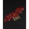Rumtock Ruby Red Rhinestones Gold Hair Comb for Wedding Brides Women Girls Side Headpiece Hair Styling Jewelry (Red)