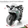Risopen 1/12 Kawasak Ninja Motorcycle Model Toy Mini Alloy Metal Diecast Motorcycle Model White Motorcycle Model Toy Sport Motorcycle Racing Model Collection Gift for Men Kid Boy (ZX-6R)