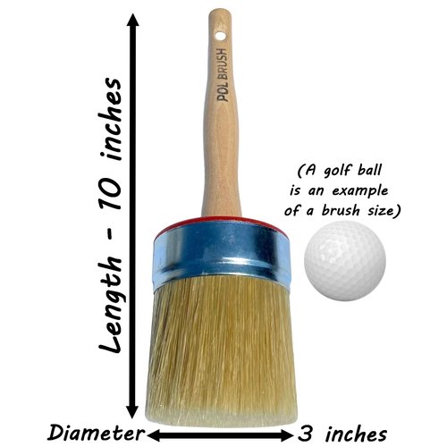 3 inch Stencil & Wax European Professional Round Paint Brush - Natural Bristle Wooden Handle - for Chalk, Wax, Acrylic, Oil, Watercolor, Stain, Varnish - for Art, Decor, Walls, Furniture, Woods