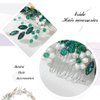 JONKY Bridal Hair Comb Crystal Wedding Hair Piece Floral Pearl Hair Side Combs Bride Hair Accessories for women (Green)