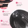 AISI BEAUTY Clip in Bangs-Air Bangs Hair Clip 100% Real Human Hair Bangs Clip on Bangs Fringe with Temples Hairpieces Curved Bangs For Women（Black）