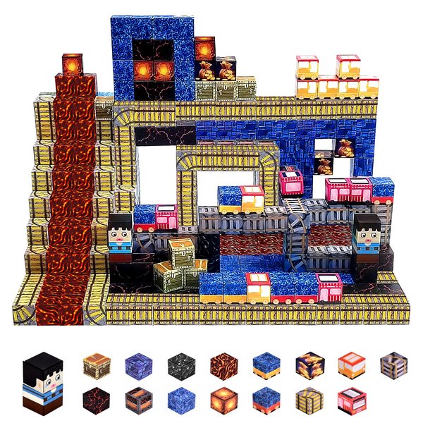 Aleath Magnetic Blocks Building Toys for Kids: 100PCS Magnet Cubes Trains Set - Kids Toys for Christmas Birthday Gifts - Magnetic Toys for Boys & Girls 3+