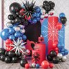 Blue Red Black Balloon Arch,Balloon Garland with Star Foil Balloons Metallic Sliver Balloons for Boys Baby Shower Superhero Spider Theme Birthday Party Decorations