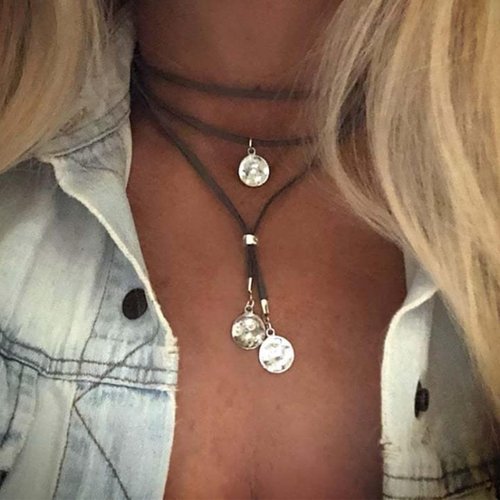 Long tiantian Black Choker Necklaces for Woman Boho Necklace Layered Choker Necklace for Women Western Choker Bohemian Jewelry for Women Cowgirl Necklace Women Christmas Gifts (Black Choker Necklace)