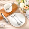 Leaf Coffee Spoons, Mini Serving Tongs and Appetizer Forks Stainless Steel Sugar Cube Tongs Dessert Spoons Metal Dinner Forks for Dessert Coffee Tea (10, Silver)