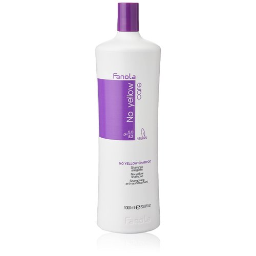 Fanola No Yellow Shampoo 33.8 oz - Color Depositing Purple Shampoo for Blonde, Silver, Gray, and Highlighted Hair - Anti Brass Shampoo Toner to Remove Yellow Tones & Brassiness from Bleached Hair