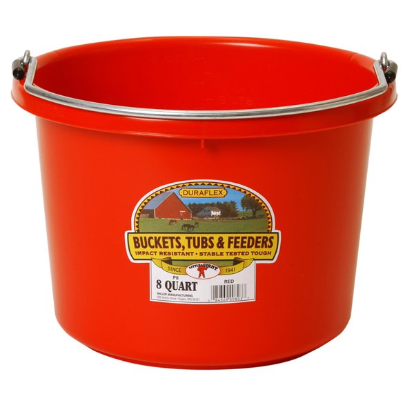 Little Giant P8RED Dura Flex Plastic Bucket for Livestock, 8-Quart, Red