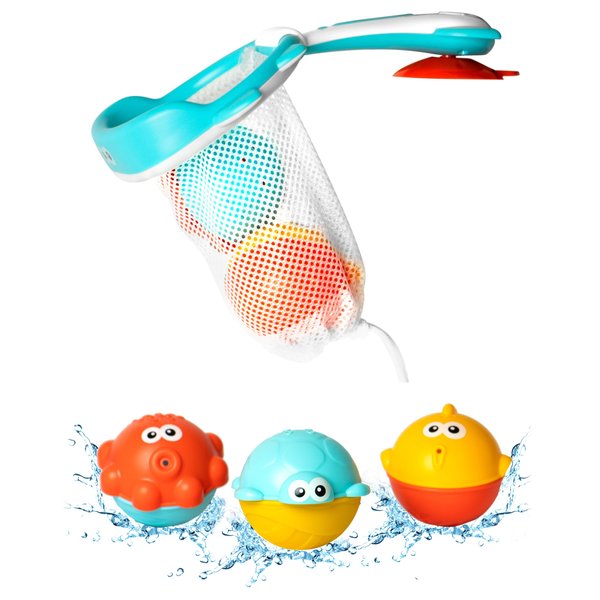 Baby Bath Fishing Toy Set, 3 Pack Bath Sprinkler Toy with Fishing Net - Turtle, Fish & Octopus Bath Toys for Baby Toddlers Infants, 18 Months+ - Ideal Christmas, Birthday Gift Toddler Bathtub Pool Toy