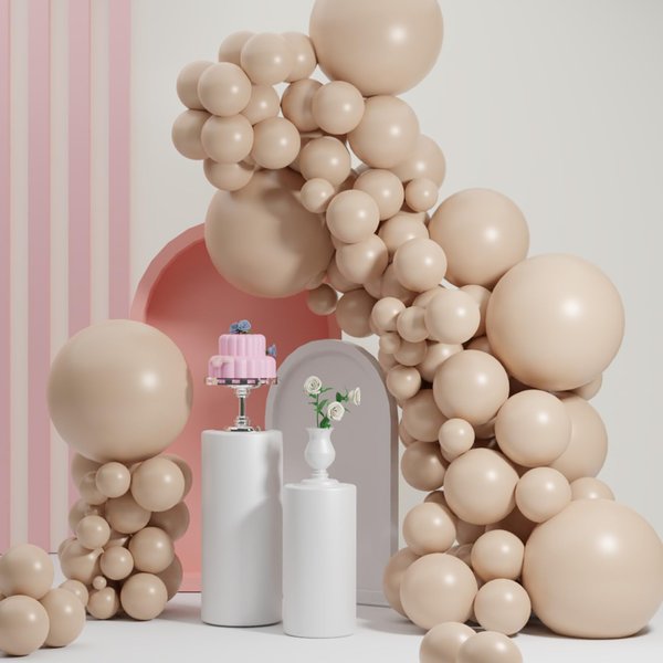 Double Stuffed Beige Balloons, Nude Beige Tan Balloon Arch,18 12 10 5 Inch Double Stuffed Apricot Brown Different Sizes for Neutral Baby Shower,Boho Party,Teddy Bear Birthday Party Decorations(Beige)