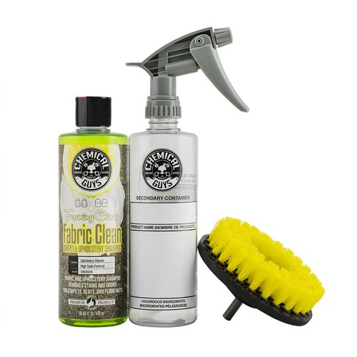 Chemical Guys CWS203 - HOL315 Foaming Citrus Fabric Clean, Easy-to-Use Drill Brush Carpet & Upholstery Fabric Cleaning Kit (Car Carpets, Seats & Floor Mats), 16 fl oz, Citrus Scent