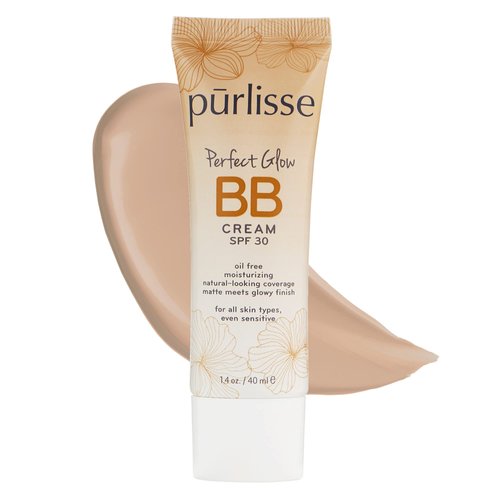 pūrlisse Perfect Glow BB Cream SPF 30: Clean & Cruelty-Free, Medium Flawless Coverage, Hydrates with Jasmine | Light 1.4oz