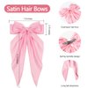 Beleki Hair Bows for Women Girls, 2PCS Satin Bows for Hair, Black Silky Bow Pink Coquette Bows Oversized Hair Ribbon Bows with Long Tail French Hair Barrette Aesthetic Hair Accessories Women Gift