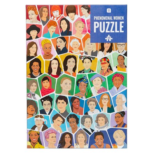 Talking Tables 1000 Piece Inspirational Women Puzzle with Matching Poster & Trivia Sheet | Colorful Illustrated Design, Birthday Present, Feminist Gifts for Her, Blue, (PUZZ-PHEN-WOM)