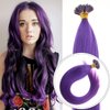 Nano Ring Hair Extensions Human Hair Keratin Cold Fusion Nano Tip Micro Nano Beads Link Thick Hair Balayage Highlight Ombre Real Remy Hair 1g/s (16inch50gr50s, Purple)