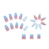 DANMANR Coffin Long Press on Nails Full Cover Coffin Fake Nails Acrylic False Nails for Women (Coffin pink gradient blue nails)