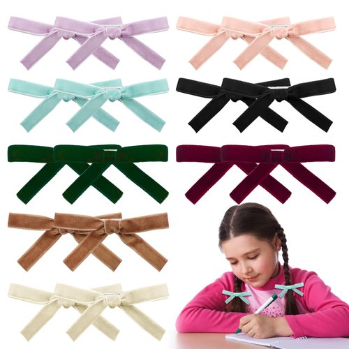 16 Pack Alligator Hair Clips and Hairpins - Cute Velvet Bows and Barrettes for Styling Thin Hair ...
