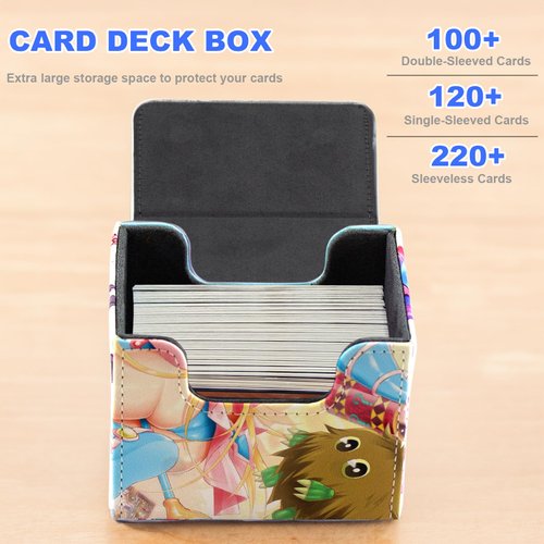 sabermaster Card Deck Box Fits for YGO MTG，100+ Card Storage Box Trading Card Games PU Leather Card Storage Box Premium Card Deck Case (4)