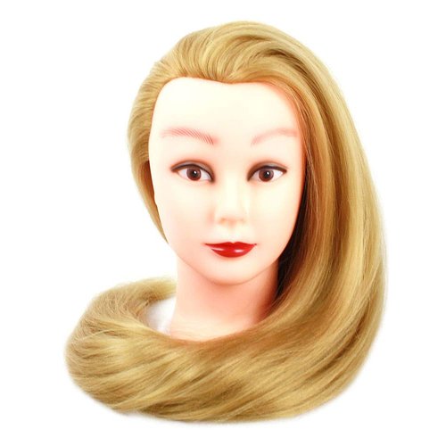 32" Cosmetology Mannequin Head Hair Styling Hairdresser Training Head Synthetic Hair Manikin Doll Head with Clamp + Braiding Tools Color # 27 Strawberry Blonde