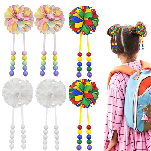 6PCS Hair Bows for Girls, Colorful Flower Hair Barrettes Grosgrain Ribbon Bows Hair Pins Hair Accessories for Girls Women Halloween Cosplaying Party Decor