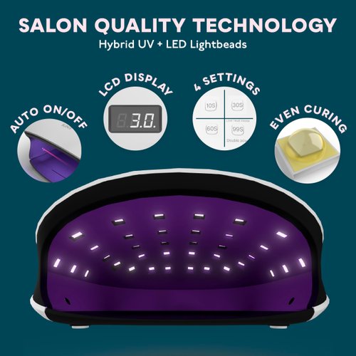 SUNUV SUN4 48W UV LED Nail Lamp, UV Light for Nails, LED UV Lamp for Gel Nails with 4 Timer Settings, Nail Dryer for Gel Polish for Home Salon Black
