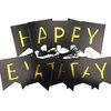 FECEDY Black Happy Birthday Bunting Banner with Shiny Gold Letters Party Supplies