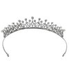 SAMKY Princess Cubic Zirconia Crystal Platinum Plated Pearl Bridal Tiara Crown T1265