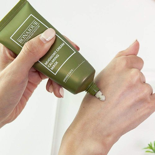 BONAJOUR] Organic Mugwort & Green Tea Calming Gentle Clay Mask - Nourishing & Deep Moisturizing & Soothing 1.9 Fl. Oz