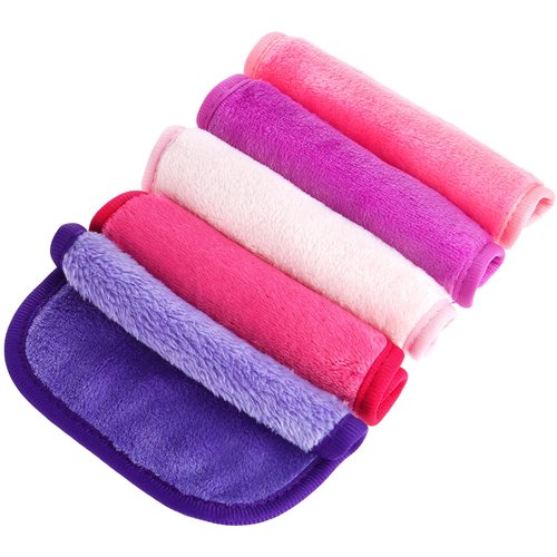 GEEHUA 5PCS Makeup Remover Cloths, Microfiber Reusable Makeup Washcloths Make Up Face Cleansing Towels Eye Skincare Remove Cosmetic Rags Remover Pads for All Skin Types(A-Color)