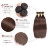 Light Brown Straight Bundles Human Hair Color 4 Straight Bundles Human Hair Dark Brown Bundles 22 22 22 inch Double Weft Brazilian Remy Hair Extensions Silky and Soft for Black Women