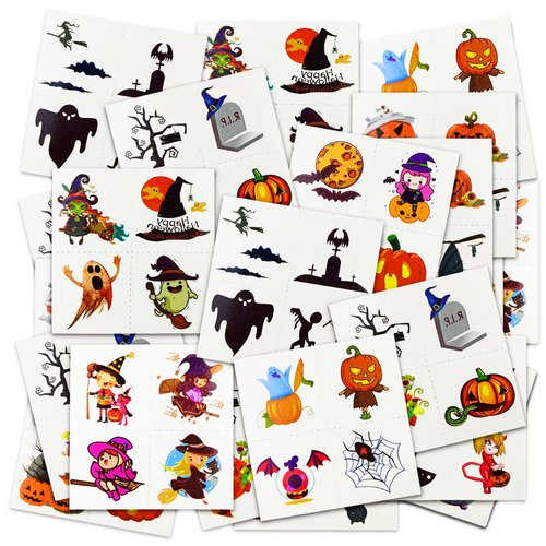 Muyiz 144 PCS Halloween Temporary Tattoos for Kids Boys Girls Halloween Toys Party Favors Halloween Treat Bags Gifts