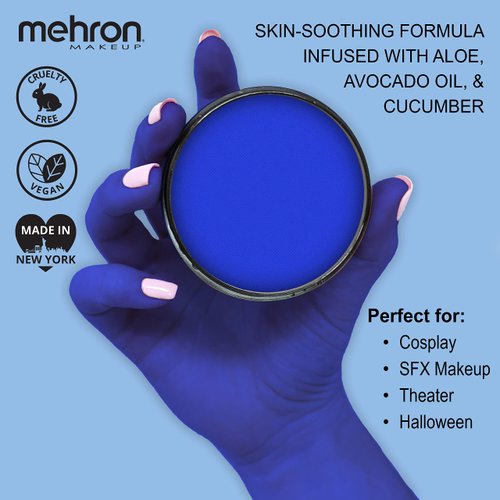 Mehron Makeup Paradise Makeup AQ Pro Size | Stage & Screen, Face & Body Painting, Special FX, Beauty, Cosplay, and Halloween | Water Activated Face Paint & Body Paint 1.4 oz (40 g) (Lagoon Blue)