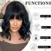 Doremiy Short Bob Black Wavy Wigs for Women Natural Shoulder Length Wig with Bangs Synthetic Wigs for Daily Cosplay