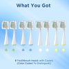 Replacement Brush Heads for Smile Bright Platinum Sonic Electric Toothbrush, Soft Bristles, 8-Pack, with Covers