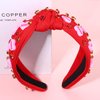 Valentine’s Day Heart Headbands for Women Valentine’s Day Accessories Jeweled Beaded Heart Knotted Headband Pink Red Rhinestone Wide Top Knot Headband Valentine Party Favors Gifts (Heart Headband 5)