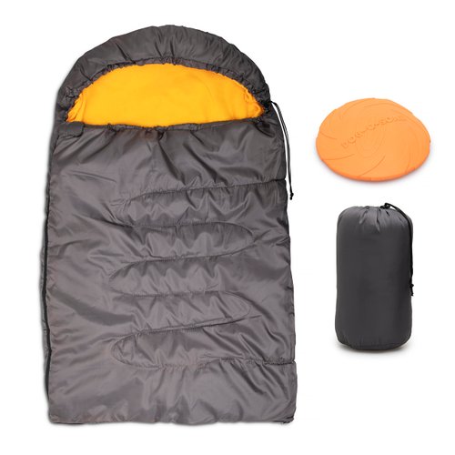Xepilu Pond Dog Sleeping Bag - 45.2" x 29", Waterproof Outer, Fleece Inner, Portable, for Medium Dogs- with Frisbee and Storage Bag