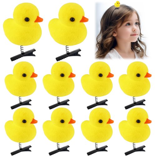 ZLSPTK 10Pcs Duck Hair Clips for Woman Girls Kids Funny Duck Black Hairpins Small Metal Cute Hair Barrettes for Long Short Thin Thick Curly Hair Accessories Kawaii Unique Yellow Bulk Party Styling